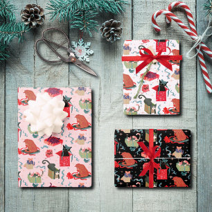 Funny Cats In Christmas Boxes Wrapping Paper Sheet