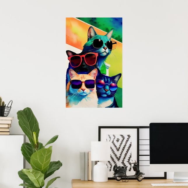 Funny Cats in sunglasses Poster (Home Office)