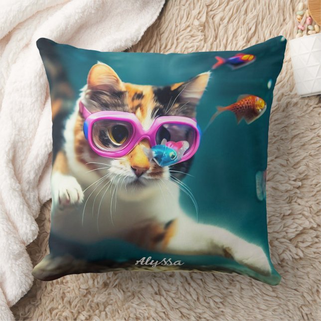 Funny Cat's in the Aquarium Cushion (Blanket)