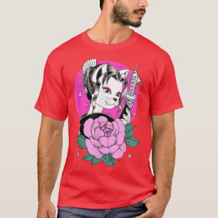 Funny Cats japan cat Samurai Cat Japanese Art red T-Shirt