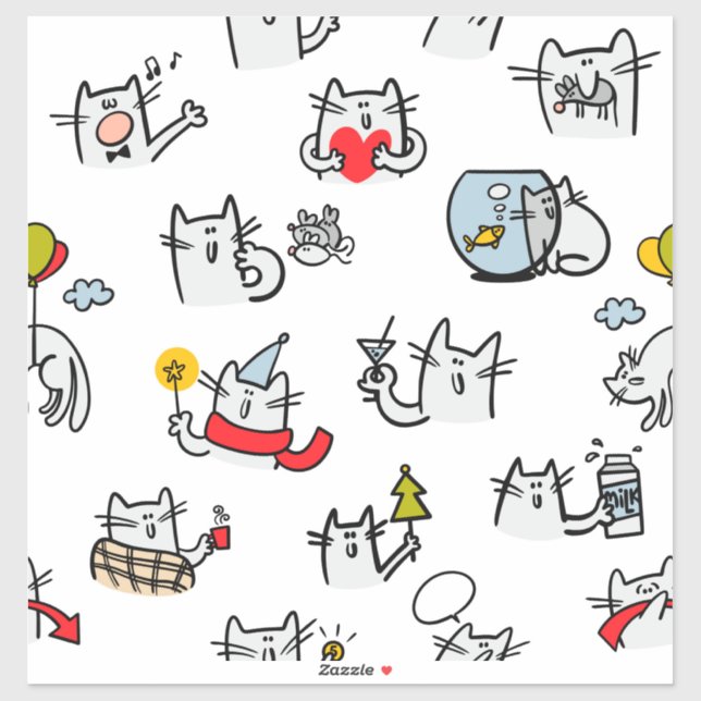 Funny cats, milk and magic. (Sheet)