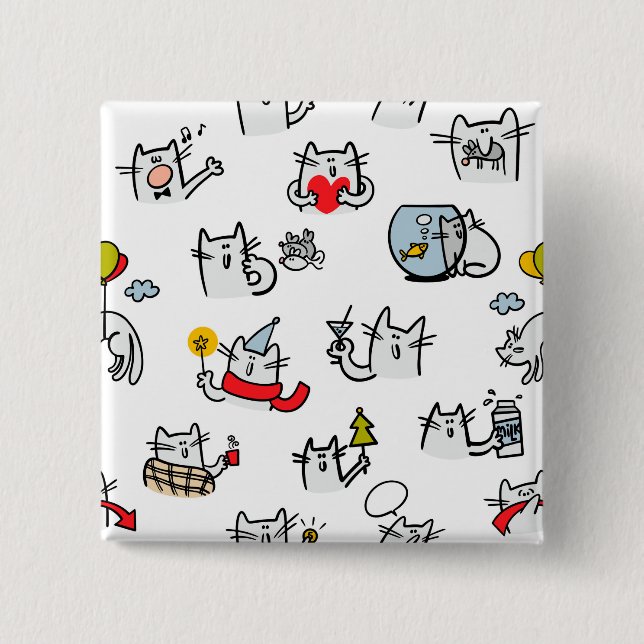 Funny cats, milk and magic. 15 cm square badge (Front)