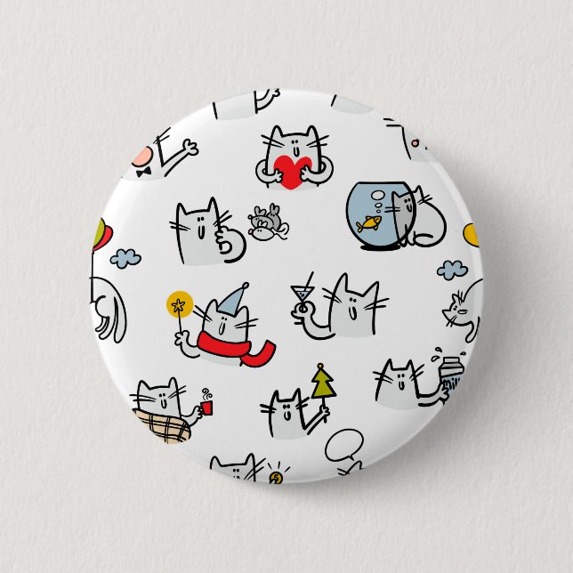 Funny cats, milk and magic. 6 cm round badge (Front)