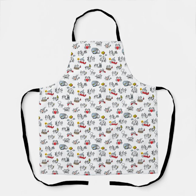 Funny cats, milk and magic. apron (Front)