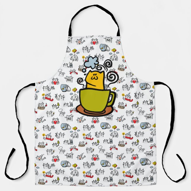 Funny cats, milk and magic. apron (Front)