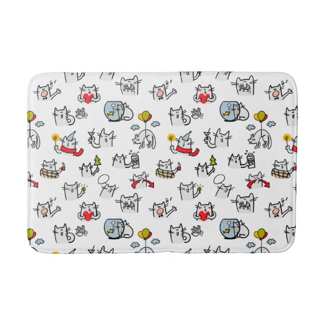 Funny cats, milk and magic. bath mat (Front)