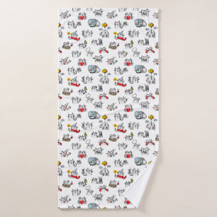 Funny cats, milk and magic. bath towel
