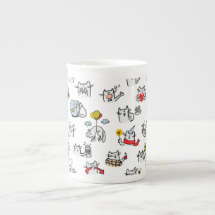 Funny cats, milk and magic. bone china mug