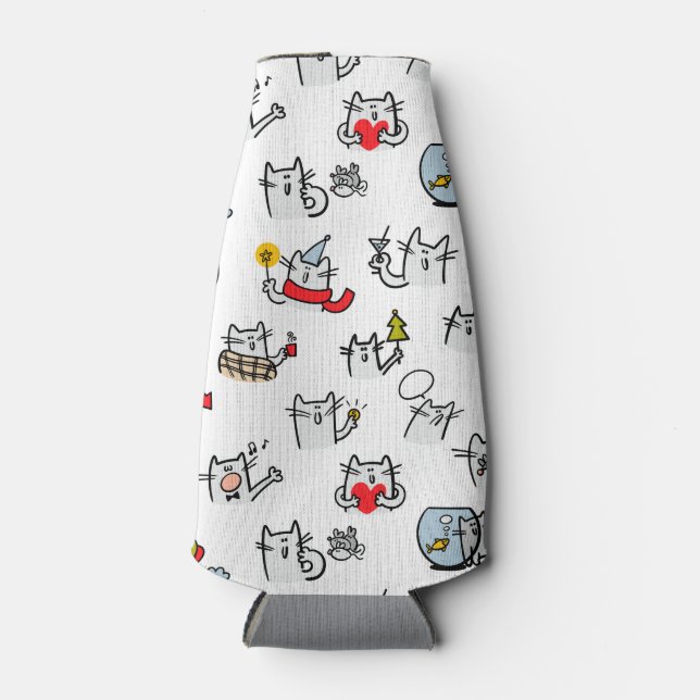 Funny cats, milk and magic. bottle cooler (Front)