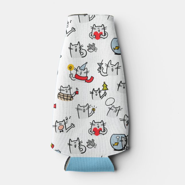 Funny cats, milk and magic. bottle cooler (Front)