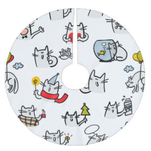 Funny cats, milk and magic. brushed polyester tree skirt