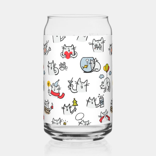 Funny cats, milk and magic. can glass (Front)