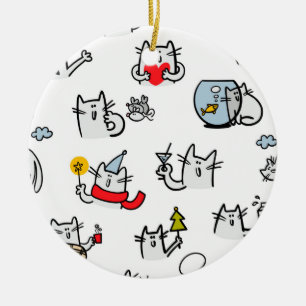 Funny cats, milk and magic. ceramic tree decoration