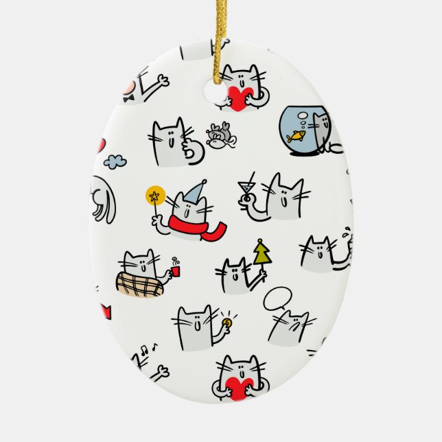 Funny cats, milk and magic. ceramic tree decoration (Front)