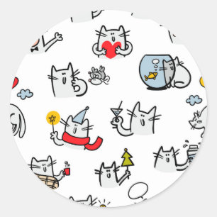 Funny cats, milk and magic. classic round sticker