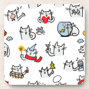 Funny cats, milk and magic. coaster