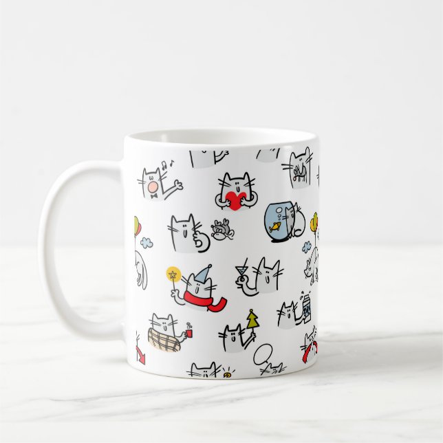Funny cats, milk and magic. coffee mug (Left)