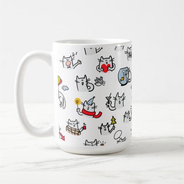 Funny cats, milk and magic. coffee mug (Left)
