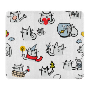 Funny cats, milk and magic. cutting board