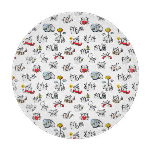 Funny cats, milk and magic. cutting board