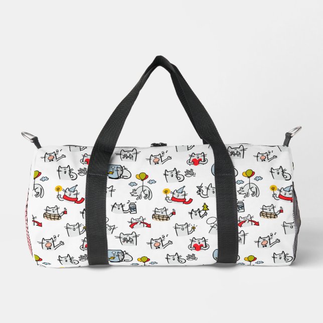 Funny cats, milk and magic. duffle bag (Front)