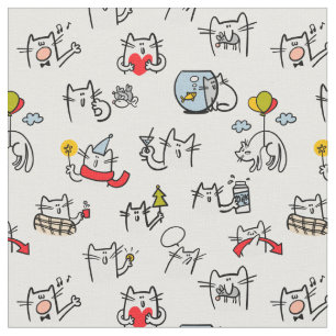 Funny cats, milk and magic. fabric