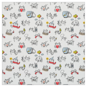 Funny cats, milk and magic. fabric