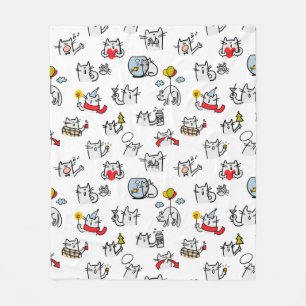 Funny cats, milk and magic. fleece blanket