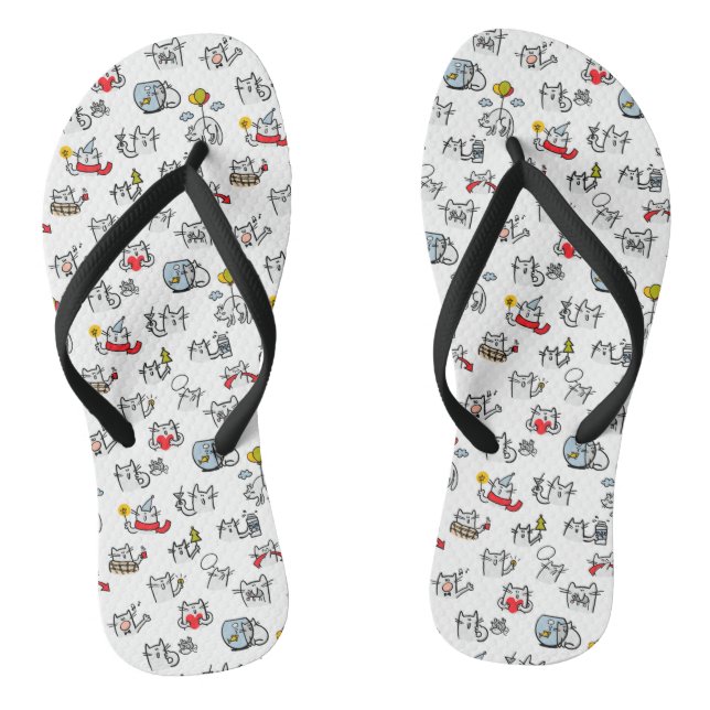 Funny cats, milk and magic. flip flops (Footbed)