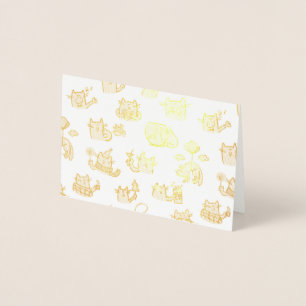 Funny cats, milk and magic. foil card