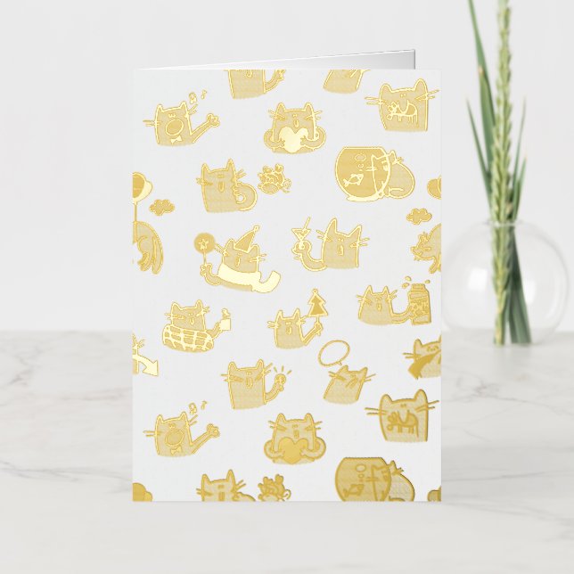 Funny cats, milk and magic. foil greeting card (Front)