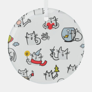 Funny cats, milk and magic. glass tree decoration