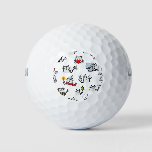Funny cats, milk and magic. golf balls (Front)
