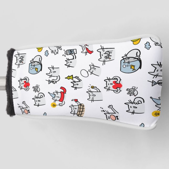 Funny cats, milk and magic. golf head cover (Front)