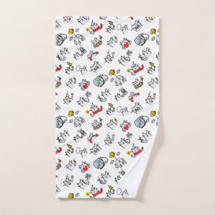 Funny cats, milk and magic. hand towel