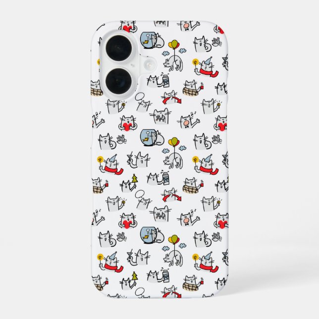 Funny cats, milk and magic. iPhone 16 case (Back)