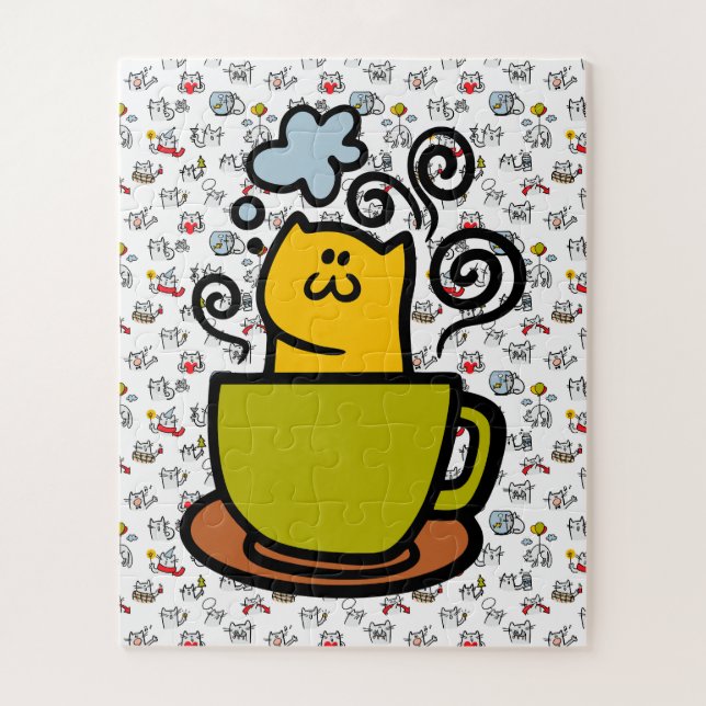 Funny cats, milk and magic. jigsaw puzzle (Vertical)