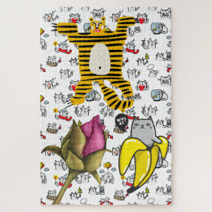 Funny cats, milk and magic. jigsaw puzzle