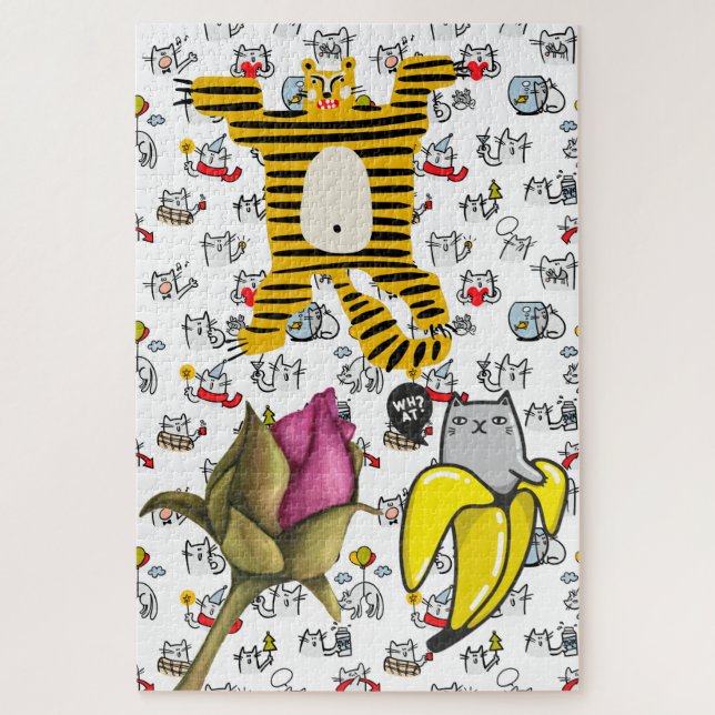 Funny cats, milk and magic. jigsaw puzzle (Vertical)