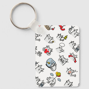 Funny cats, milk and magic. key ring