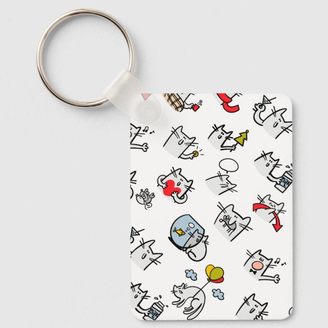 Funny cats, milk and magic. key ring (Front)
