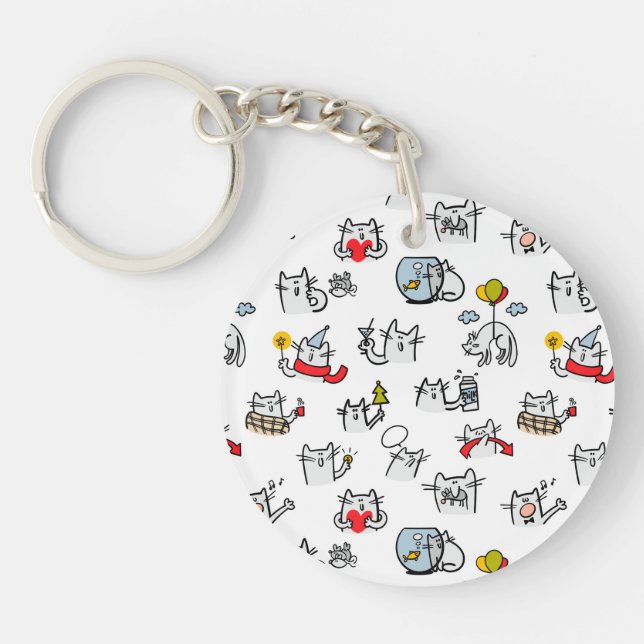 Funny cats, milk and magic. key ring (Front)