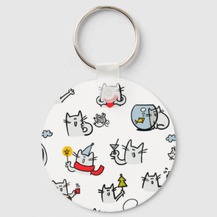 Funny cats, milk and magic. key ring
