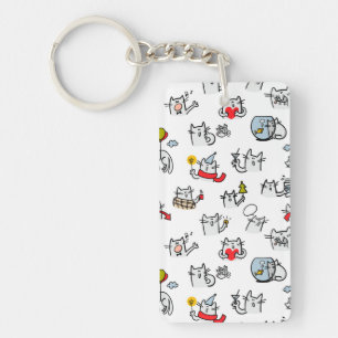 Funny cats, milk and magic. key ring