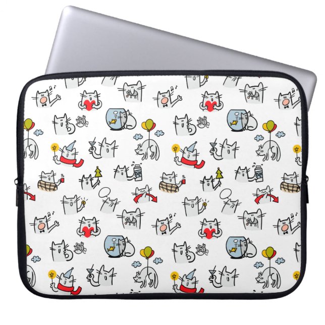 Funny cats, milk and magic. laptop sleeve (Front)