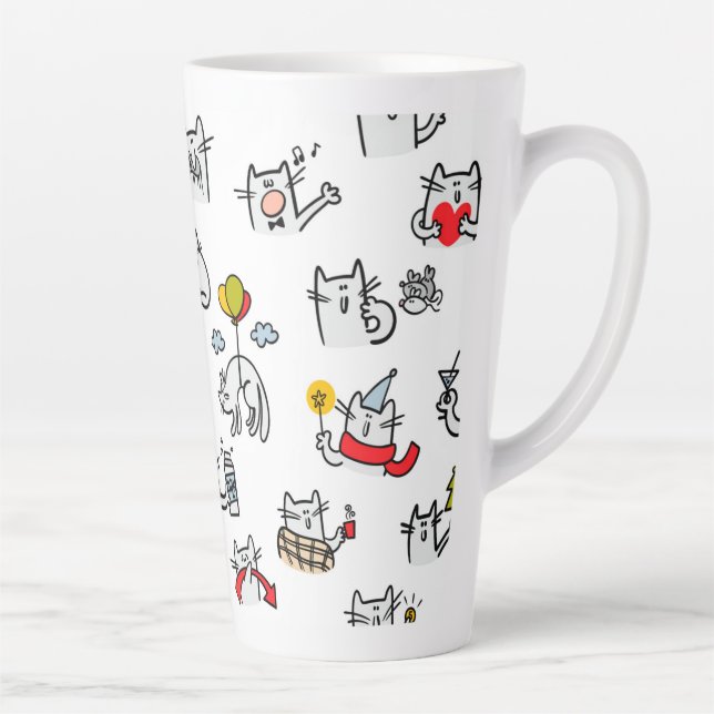 Funny cats, milk and magic. latte mug (Right)