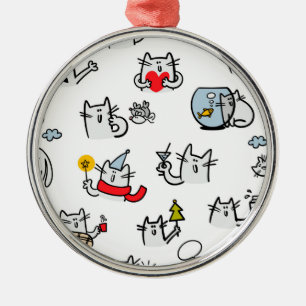 Funny cats, milk and magic. metal tree decoration