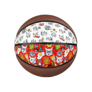 Funny cats, milk and magic. mini basketball