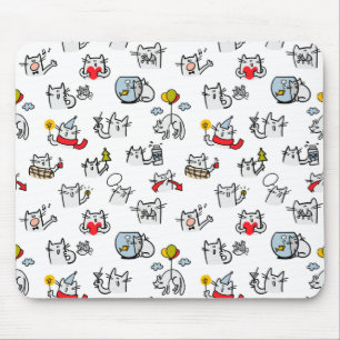 Funny cats, milk and magic. mouse mat