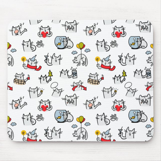 Funny cats, milk and magic. mouse mat (Front)
